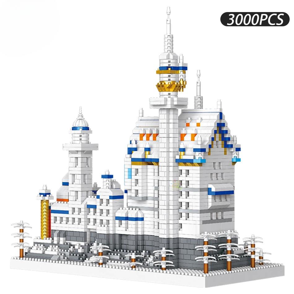 3000pcs Swan Stone Castle Architecture Model Micro Building Blocks City Street View Mini Diamond Bricks Children Toys