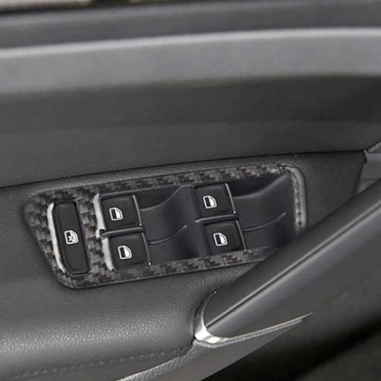Bright Carbon Fiber Car Inner Door Window Button Frame Cover For Golf 7 14-19