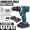 288VF 350 Nm 3 In 1 Cordless Drill Brushless Impact Driver 1/2" Hammer Drill with Drill Kit+Screwdriver Power Tool