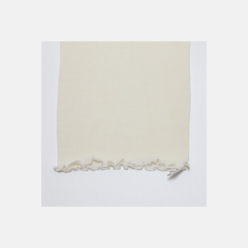 utatane Rib Underwear 100% Wool! Long-Sleeved High-Neck Top, Women's (Ivory)