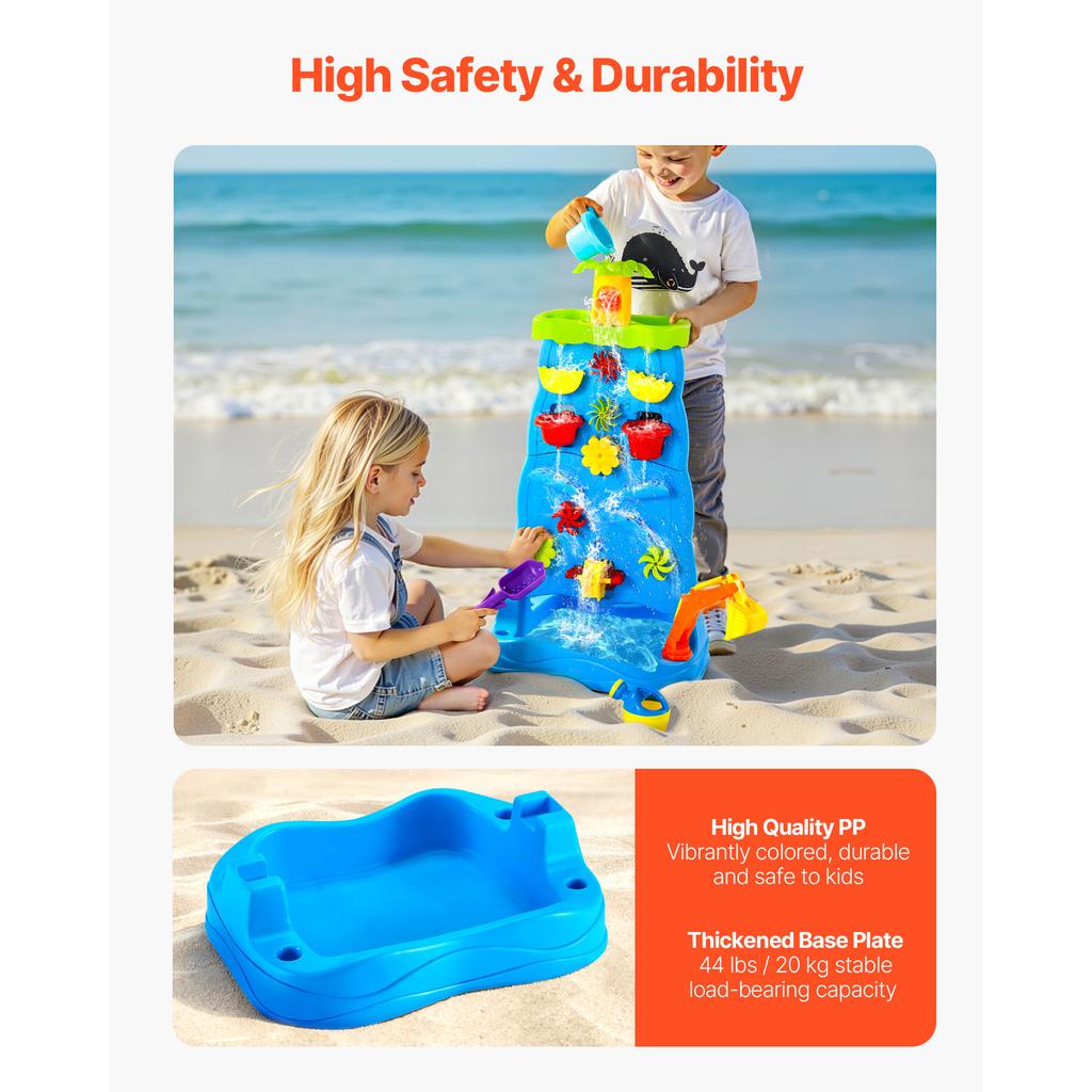 SucceBuy Water Play Table Kids Outdoor Beach Toy with 37PCS Accessories Double-Sided Summer Sand Platform for Children Gifts