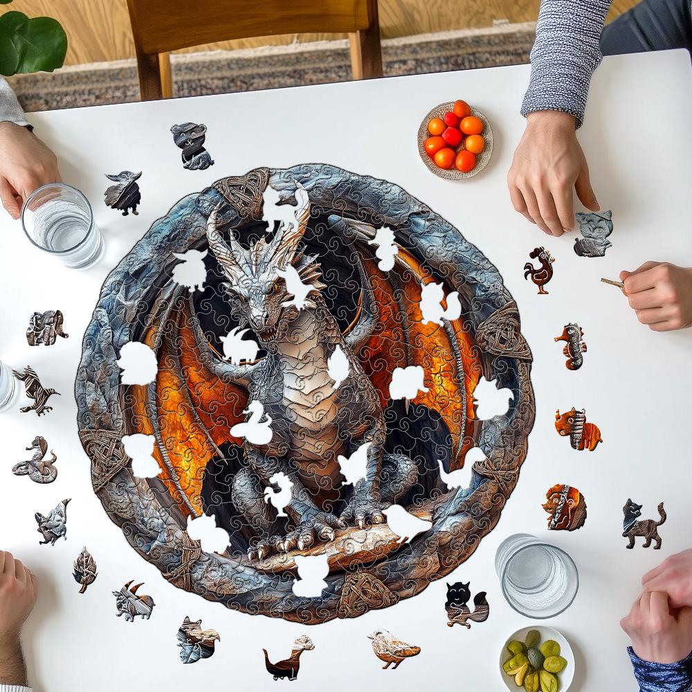 Деревянные пазлы для взрослых - Механический пазл Дракон, Деревянные пазлы уникальной формы, Деревянные пазлы для взрослых, Семейный пазл, Гу