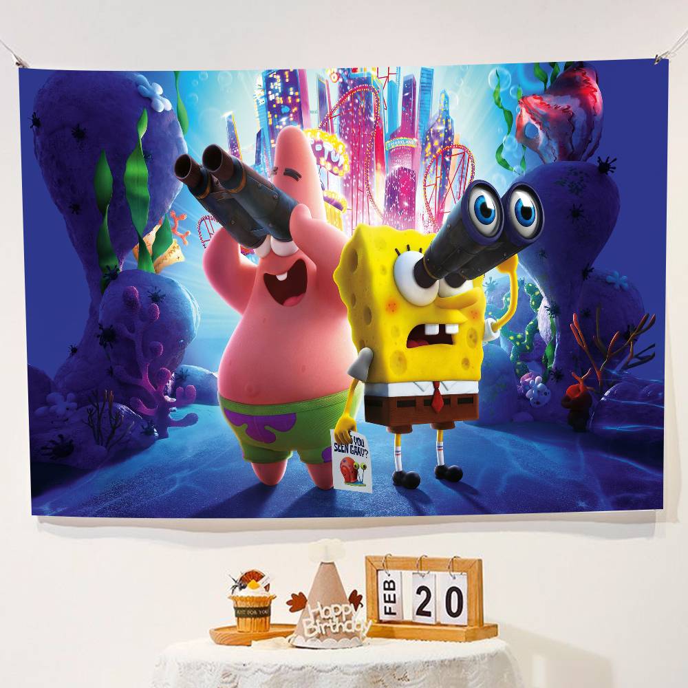 Мультяшные Губка Боб и Патрик S-Квадратные Штаны Декорации для Вечеринки Фон для Фотографирования Фон для Фотостудии Реквизит Баннер