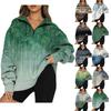 Women's Casual Fashion Long Sleeve Flower Print Oversize Zip Sweatshirt Top