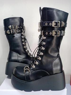 Женская обувь Ботинки Платформа Готическая Лолита Пряжка на ремне До середины икры Кроссовки На шнуровке Высокий каблук Косплей Круглый носок Женские Предложение