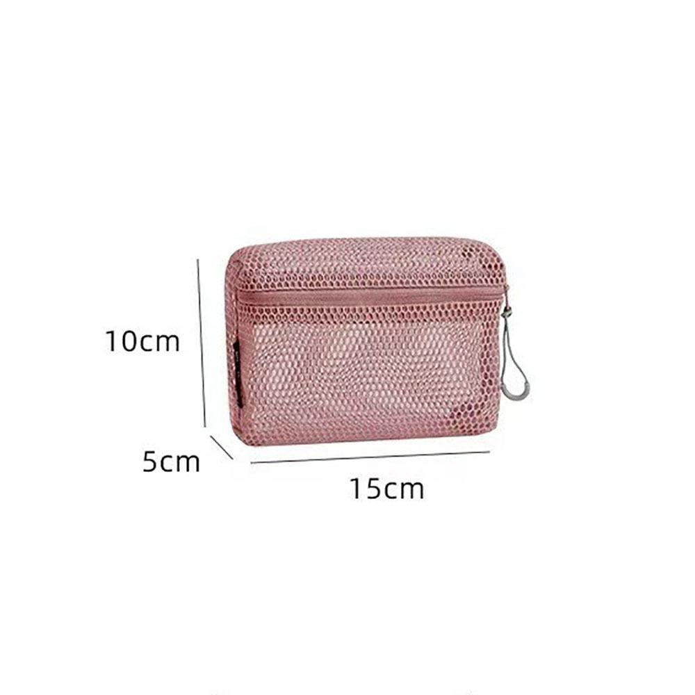 Casual Nylon Storage Pouch With Zipper Mesh Cosmetic Bag Hand-held Multipurpose Mesh Pouch Women