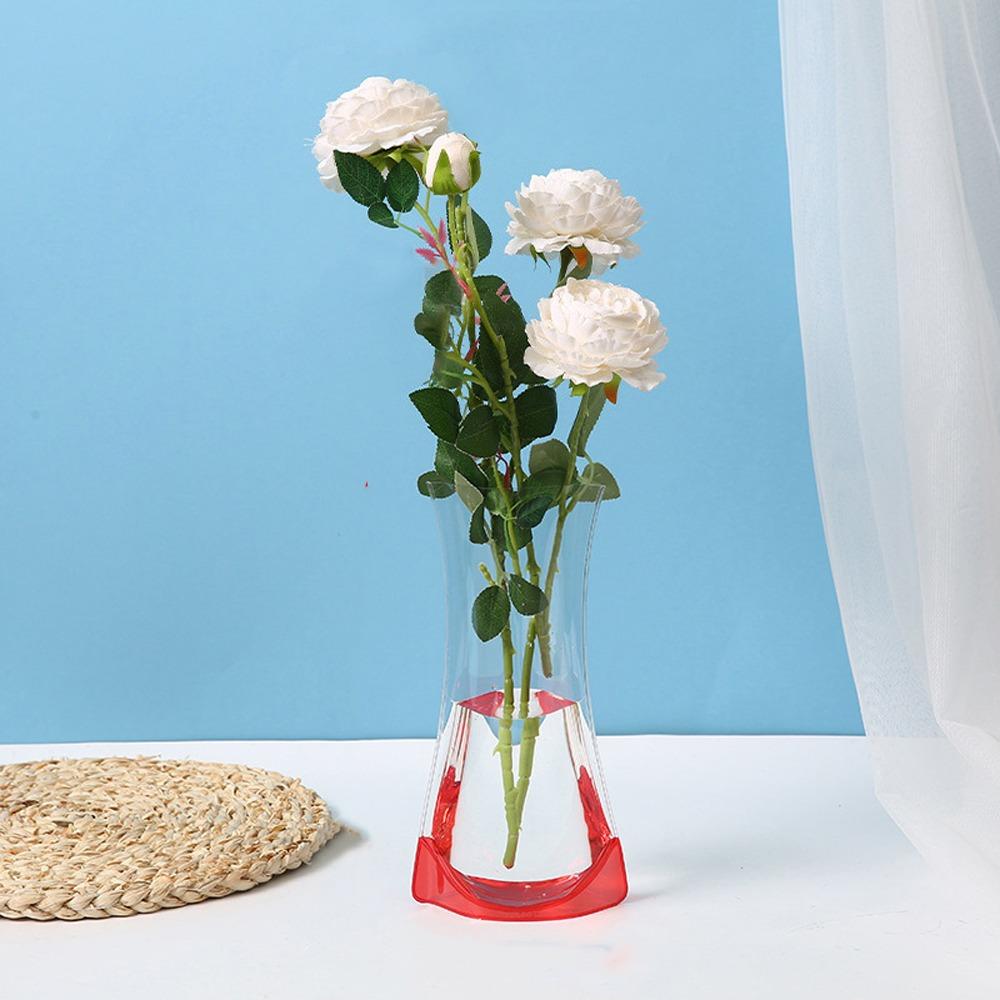5Pcs Shatterproof Clear PVC Flower Vase Folding Plant Containers Easy To Clean Expandable Vase Room