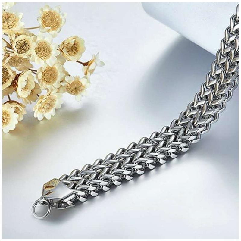 MAITA Men's Titanium Steel Bracelet & Bangle 22cm Cool Silver Vintage Snake Chain