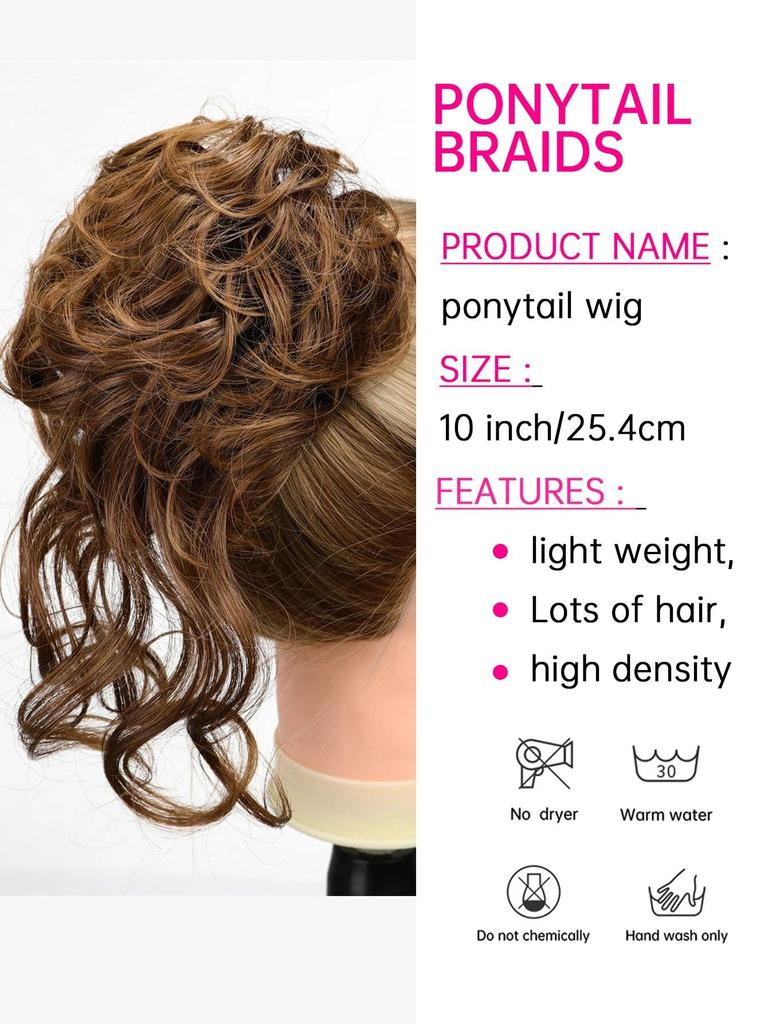 ALAN EATON Зажим для когтей, грязная булочка для женщин, синтетический волнистый вьющийся хвостик, шиньон для повседневной носки, многоцветный вариант, 10 дюймов