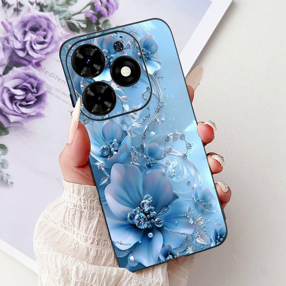 Для Tecno Spark Go 2024 BG6 Задняя крышка Для Tecno Spark Go 2024 Чехол Модный Роскошный Цветы Милый Мультяшный Кот Ударопрочный Силиконовый