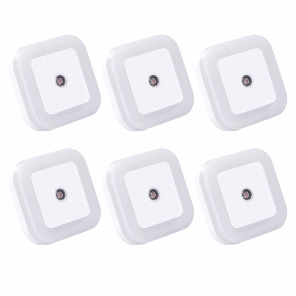 6 Pack Dusk to Dawn Sensor Motion Sensor Light Square Smart Sensor Light LED Night Light Bedroom
