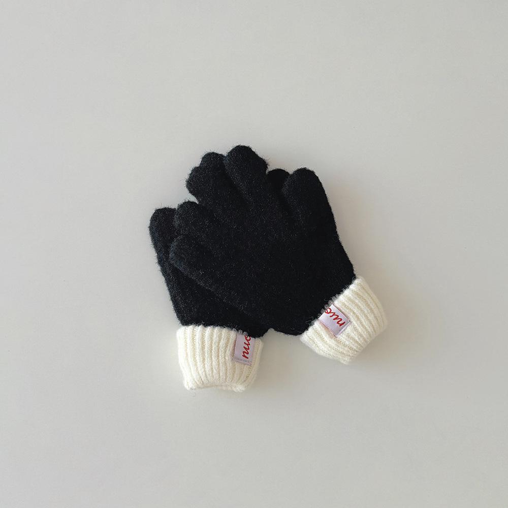 Мягкие детские перчатки с цветными блоками в корейском стиле, митенки с сенсорным экраном, модные унисекс перчатки без пальцев для зимы, теплые эластичные перчатки