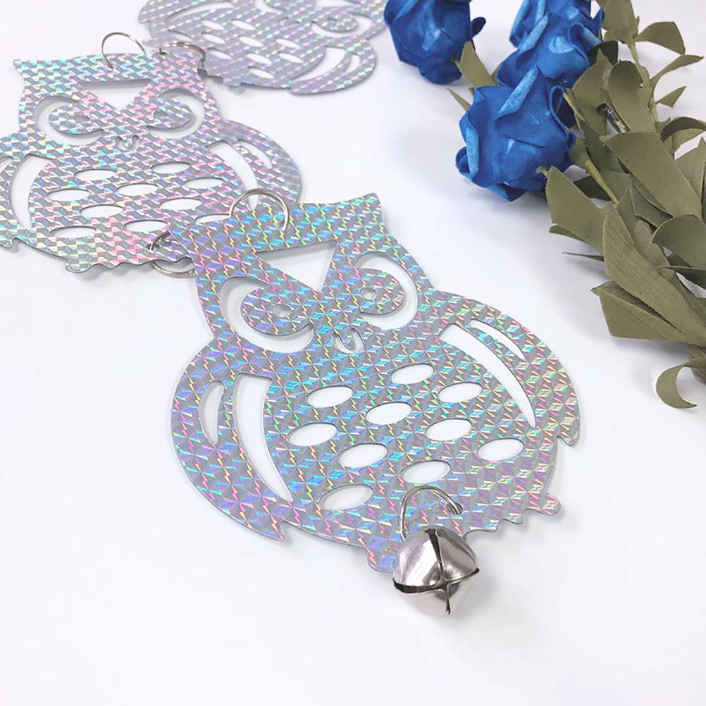 Reflective Owl Scarecrow Bird Repellent Hanging Anti Bird Tool with Bell for Plants Gardens