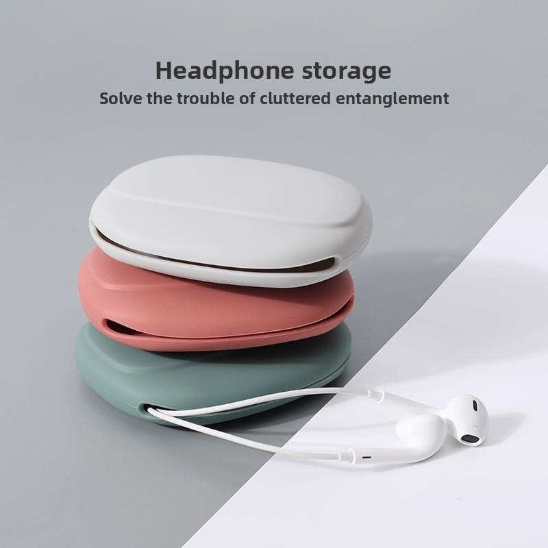 Silicone Earphone Storage Box Portable Cable Organizer for Headphones and Wires Modern Minimalist Design 1L Capacity Green, Gray, Pink Options