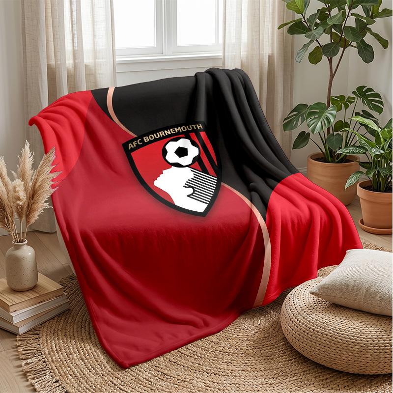 Bournemouth Football Print Flannel Blanket, Soft Warm Lightweight Throw Blanket for Sofa Bed Camping