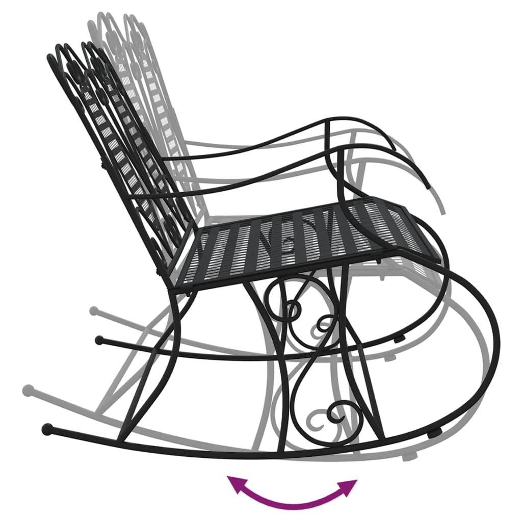 Swing Bench 2 Seater 113 cm Black Steel