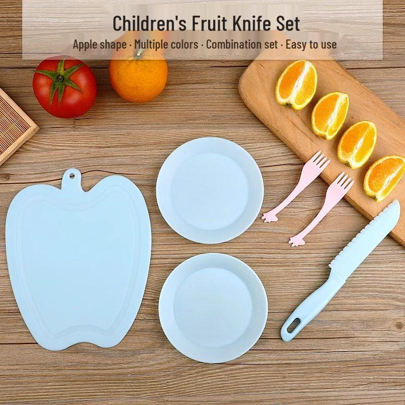 Safe Plastic Fruit Knife & Cutting Board Set for Kids