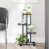 343115 vidaXL 4-Tier Planter with Wheels 44x23x80 Cm Black Iron