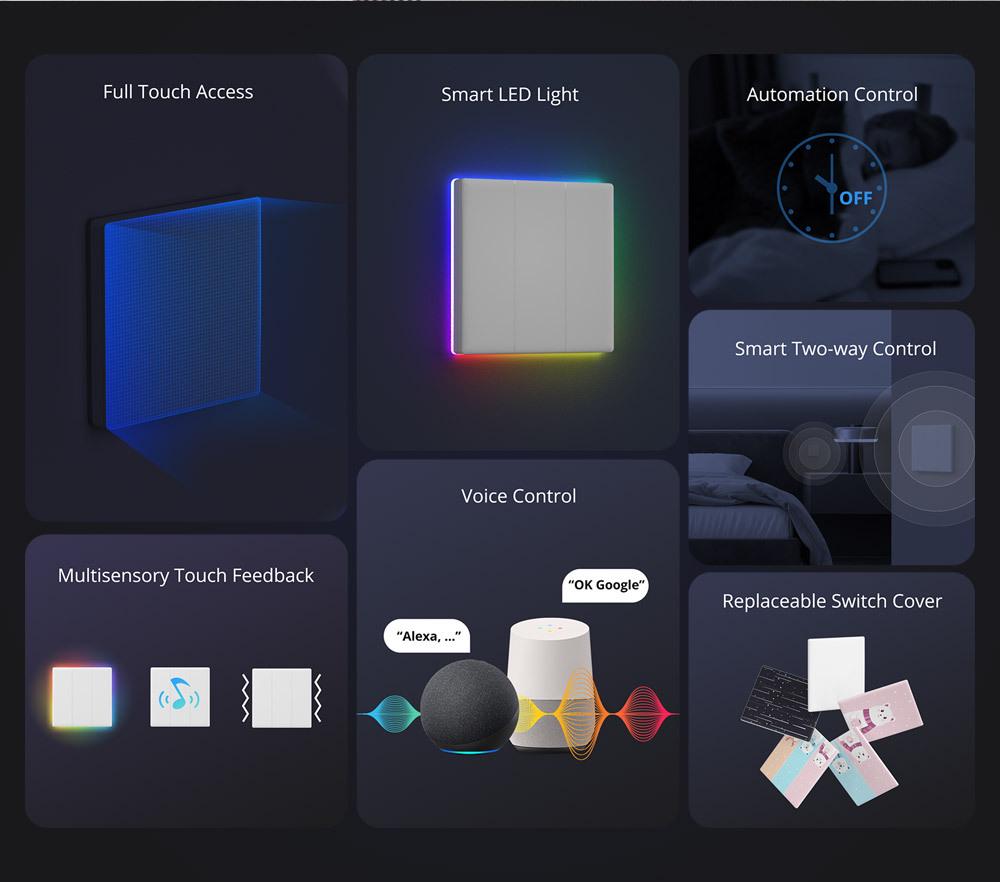 Умный сенсорный выключатель SONOFF T5 TX Ultimate с пультом дистанционного управления для Alexa