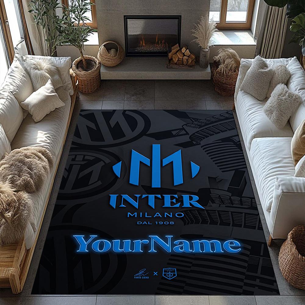Inter Milan Customizable Name Area Rug Perfect for Study room Game Room Dormitory Balcony Anti-slip Rug Office home decor Best for Christmas