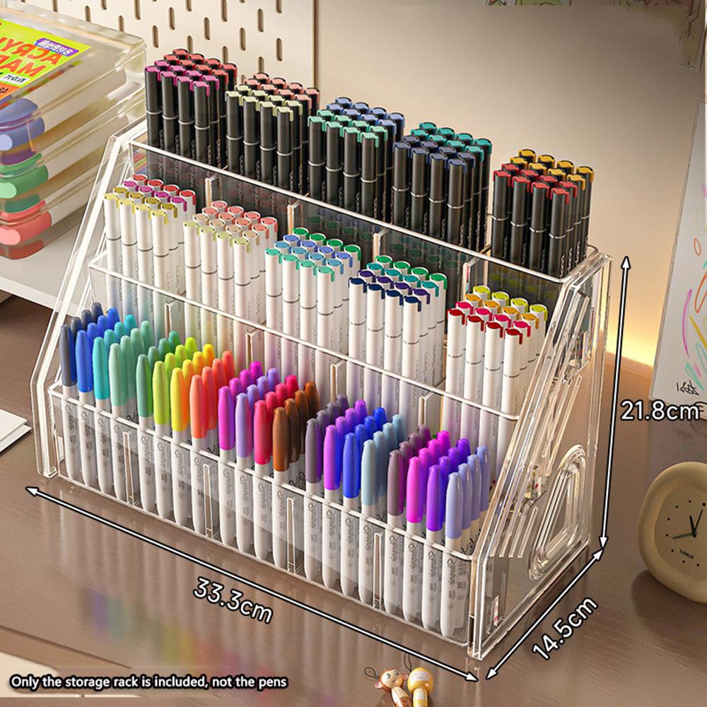 Acrylic Organizer Pen Holder Clear Marker Storage Desk Pencil Holder Organizer Makeup Brush Holder Divider Stationery Organizer