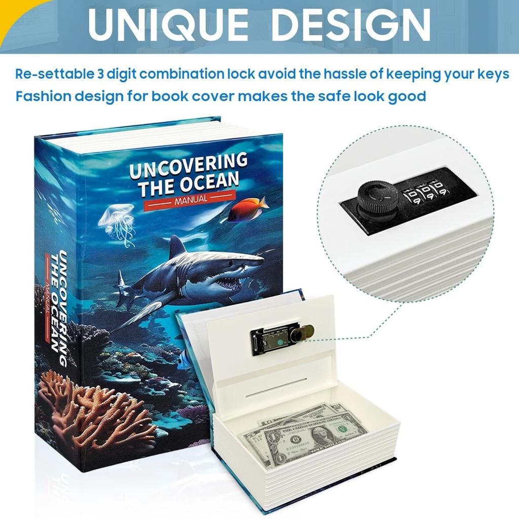 Новый сейф в форме книги с кодовым замком – Скрытая копилка и секретное хранилище для детей, идеальный подарок на день рождения и Рождество