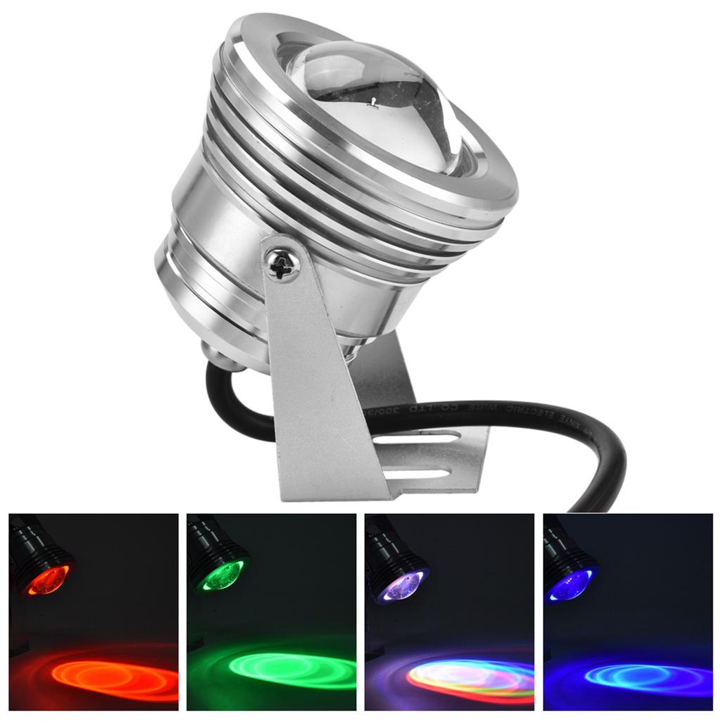 12 В 10 Вт RGB водонепроницаемый светодиодный прожектор для аквариума, бассейна, сада, подводного, серебристого цвета