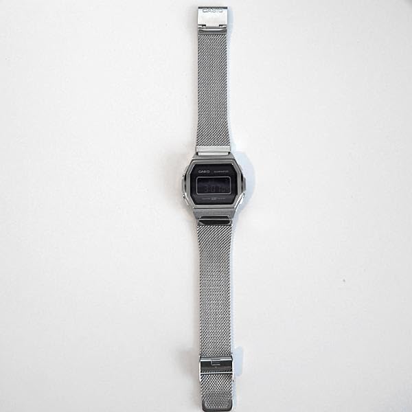 Casio Винтажные Премиальные Аналоговые Часы A1000M-1B Женские Детские Черные Серебристые Сетчатый Ремешок Международная Модель