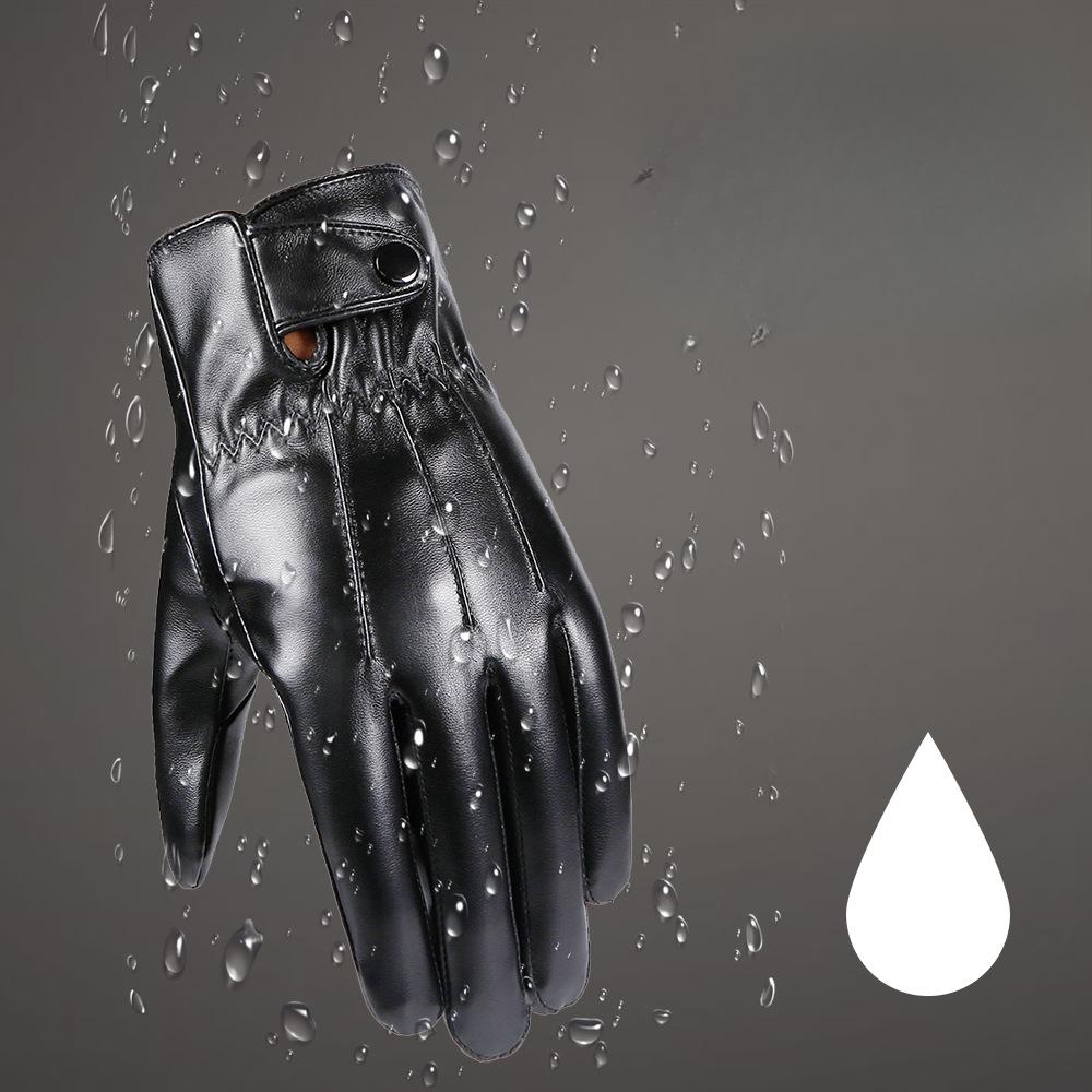 Теплые перчатки Плюс бархат Утолщенные Уличные Велосипедные Водонепроницаемые Ветрозащитные Велосипедные Мужские из ПУ кожи Осень и Зима Перчатки с сенсорным экраном