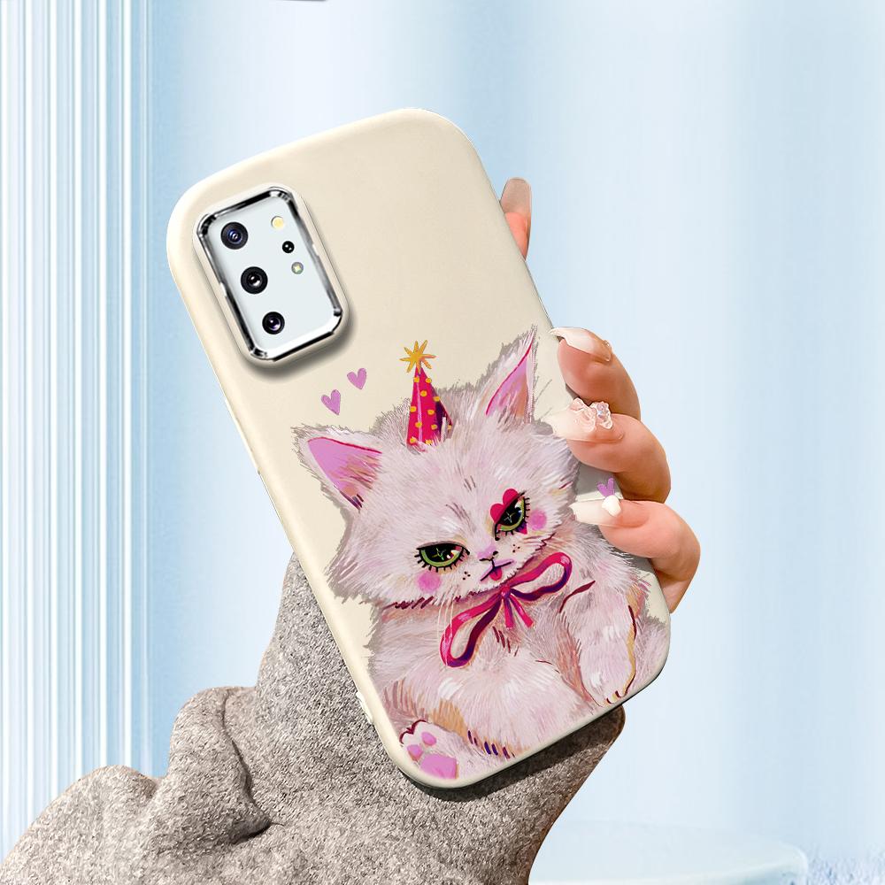 Solid Color Silver Edge Lens Fatty Casing Soft TPU Liquid Silicone Cover Shockproof Phone Case for Xiaomi Redmi Samsung