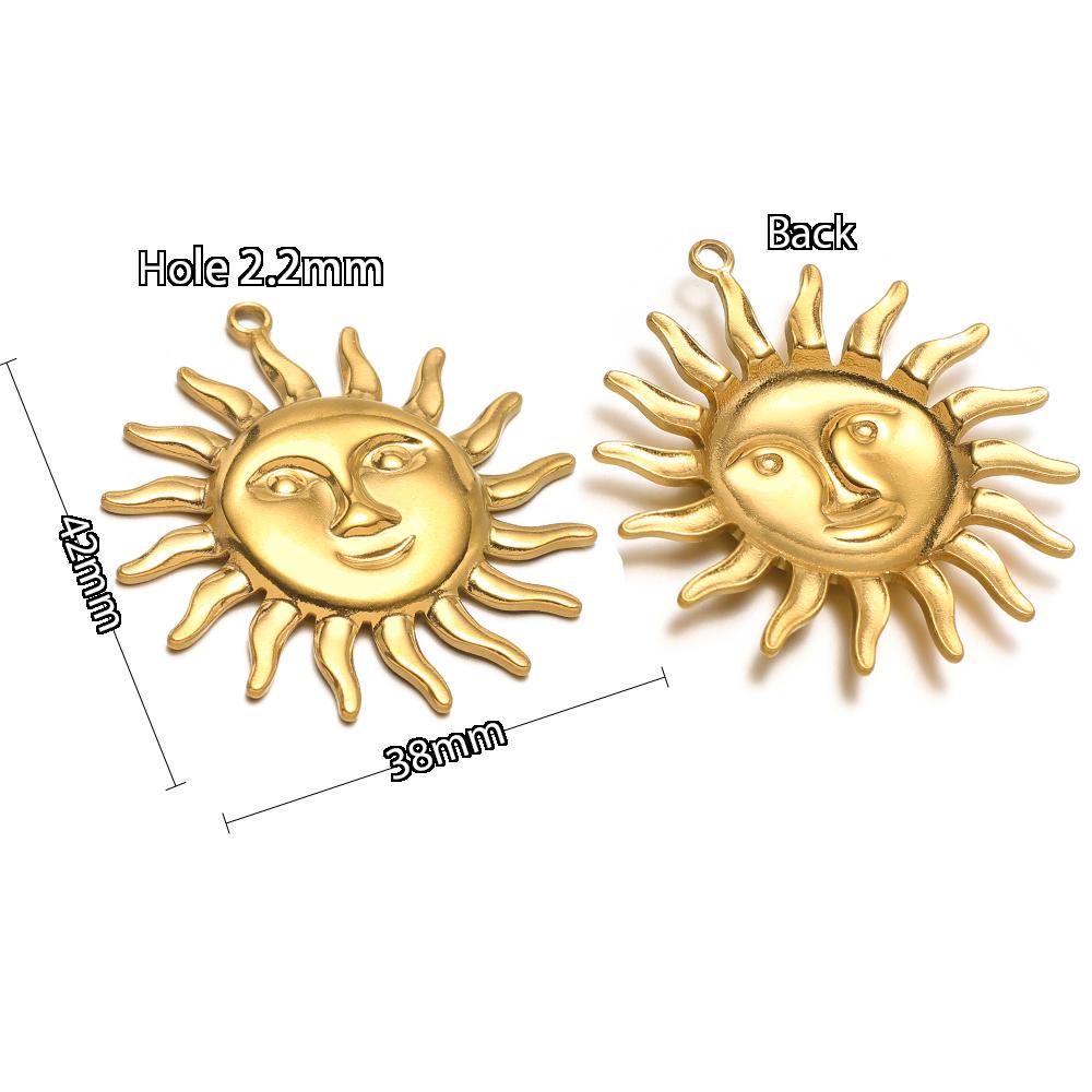 5 шт. Нержавеющая сталь Лицо Подсолнух Золотые Шармы для DIY Хип-хоп Ожерелье Кулоны Принадлежности Ювелирные Заготовки Серьги Женские Изготовление