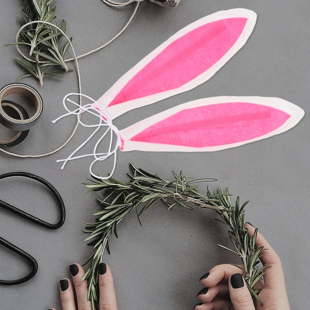 1Set Bunny Butt with Ears Wreath Accessory Soft Flannel Easter Decor Craft Supply Cute Rabbit Tail and Ear Set for DIY Holiday