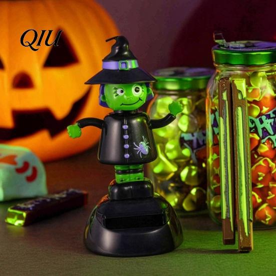 Festive Car Dashboard Accessory Halloween Solar Ornament, Cartoon Swaying Decor, Funny Themed Ornament Swing Figurine for Auto Home