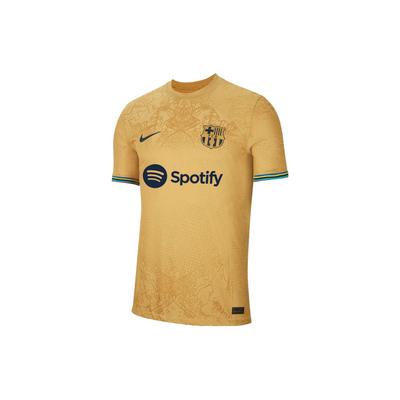Nike Футболка с коротким рукавом с принтом узорчатых линий, выпуск Away Player, мужские топы Barcelona, ​​желтые DJ7642-715