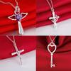 Cross Necklace European and American Silver Pendant Women's Heart-shaped Fashion Necklace