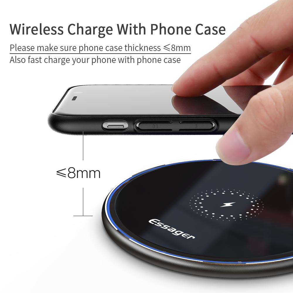 Essager 10 Вт/15 Вт Qi Беспроводное зарядное устройство для iPhone 13 12 11 Pro Xs Max X Индукционная быстрая беспроводная зарядная панель для Samsung Xiaomi
