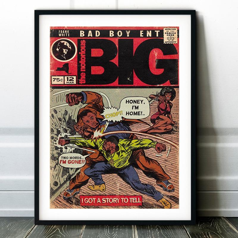 Рэп-певец Винтажный комикс-постер Канье Мак Миллер Weeknd Комикс-принты на холсте Декор для стен Поклонники рэп-поп-музыки Художественный декор для дома