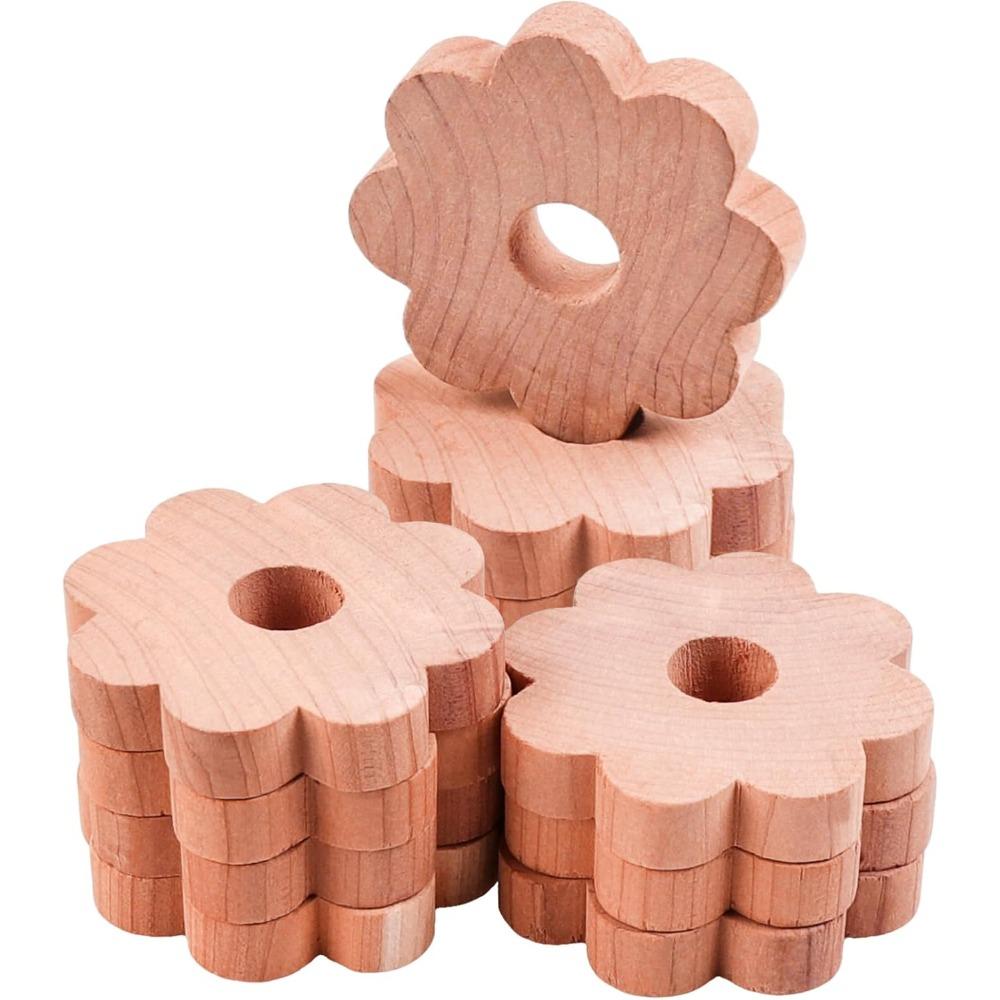 10Pcs Cedar Blocks for Clothes Storage Flower Cedar Chips for Closets and Drawers Fresh Cedar Rings to Protect Your Clothes Aromatic