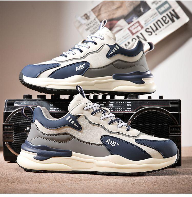 Forrest Gump men's shoes autumn leather sports shoes men's versatile casual shoes running anti slip height increasing dad trendy shoes winter