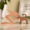 1PC Handmade Wooden Dog Statues, Playful Family and Pet Sculptures, Suitable for Home or Office Decoration