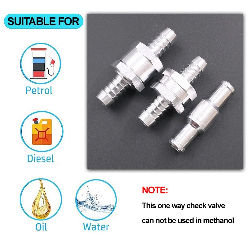1Pcs Non-Return One Way Check Valve,Aluminium Alloy Fuel Hose Check Valve Control Accessories for Petrol Diesel Fuel Oil Water