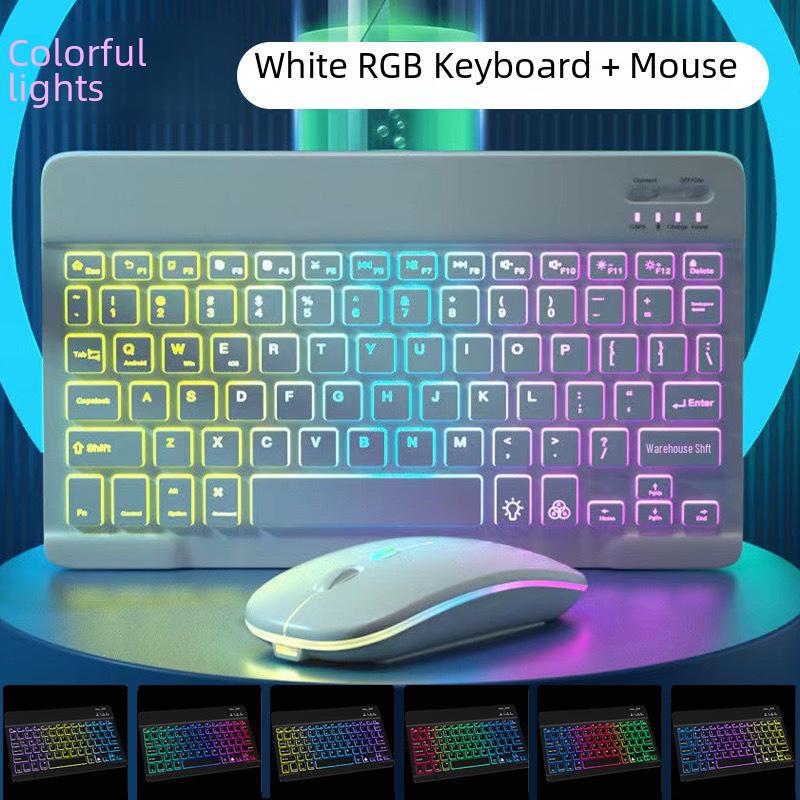 Portable Rainbow Bluetooth Keyboard and Mouse Set for iPad & Mobile Devices