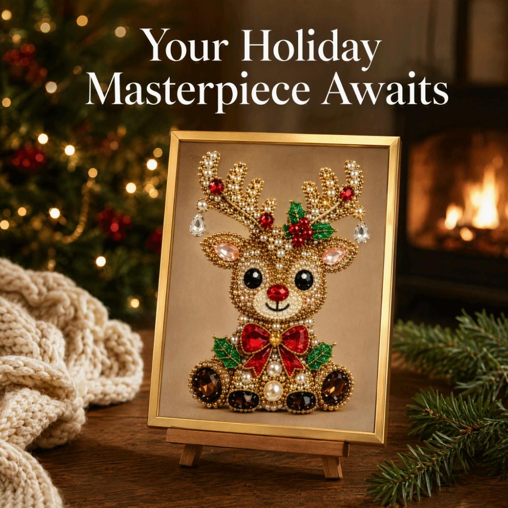 DIY Jeweled Christmas Tree Art Kit with Frame Pearl Painting Art Party Gift