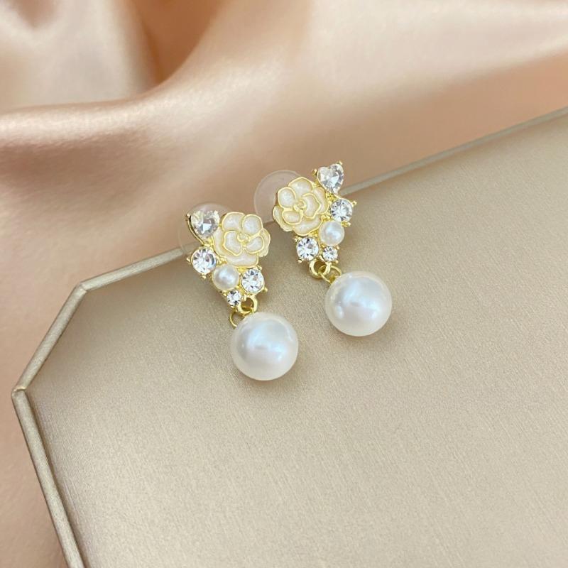 Новый темперамент, французские цветы, жемчуг, циркон, геометрические серьги-джокеры, женские