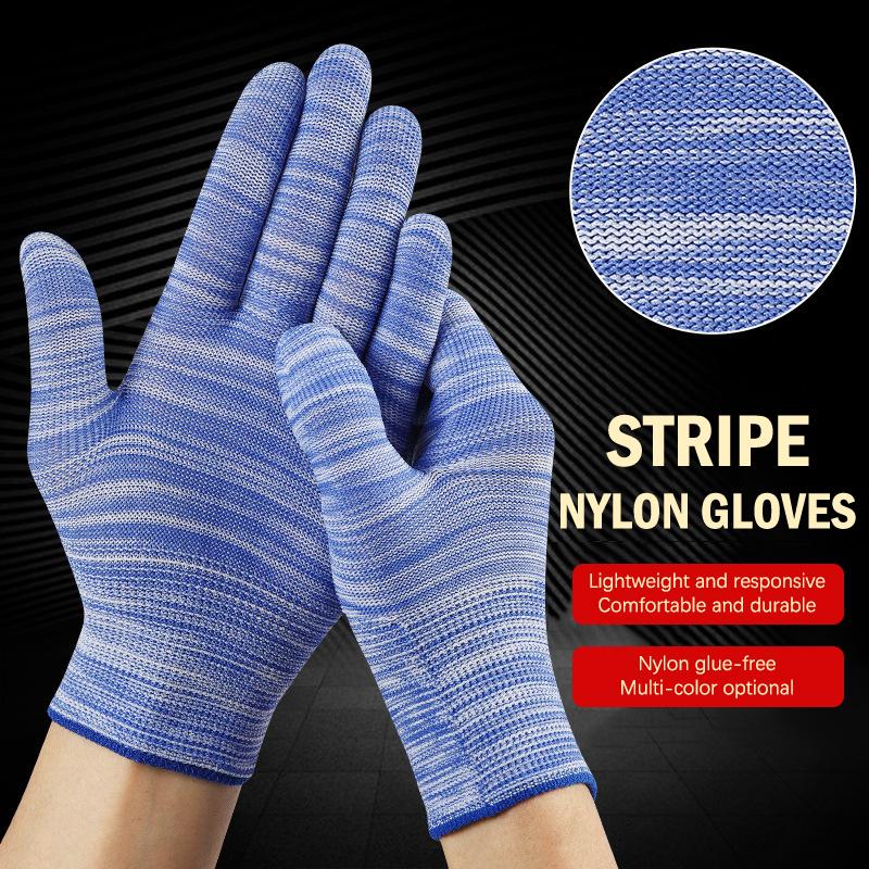 1 пара полосатых нейлоновых садовых перчаток, цветные нескользящие рабочие перчатки, хозяйственные перчатки для уборки двора, посадки растений