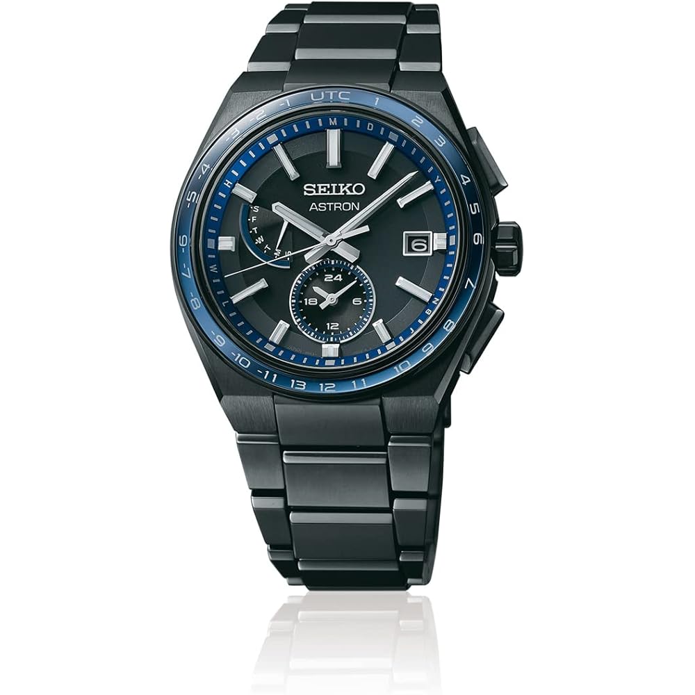 Мужские солнечные радиочасы Seiko ASTRON SBXY041 с полным автоподзаводом, мировым временем, полностью черным титановым корпусом и браслетом