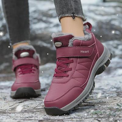 Женские плюшевые зимние ботинки на липучках 2024 года — теплая обувь для пожилых людей и занятий спортом