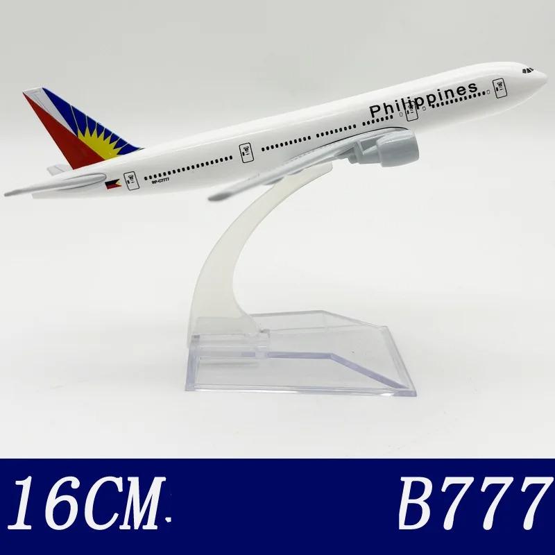 Игрушечный самолет 16 см, масштаб 1:400, Филиппины B777, литая металлическая модель самолета, комплект с подставкой для демонстрации, коллекции или в качестве подарка для любителей авиации