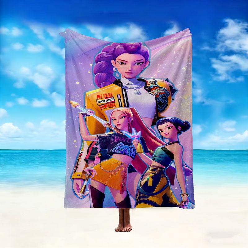 [1pc Kpop Demon Hunters Blanket] All-Season Blanket - Cozy Blanket for Sofa Couch Home Decoration, Digital Printed Nap Blanket