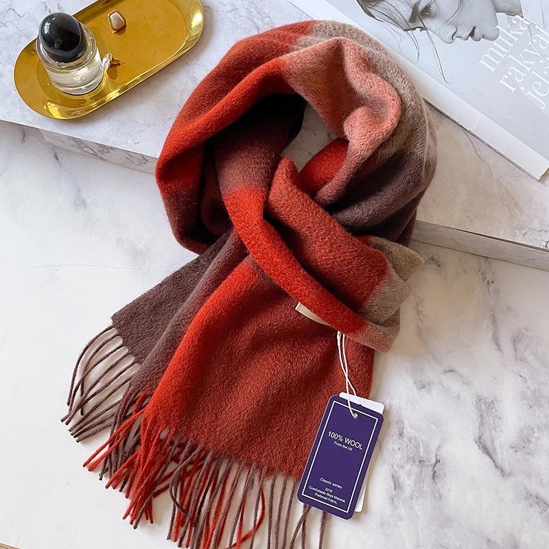 Hokkaido Pure Cashmere Couple Plaid Scarf Winter Women's Warm High-end Scarf Men
